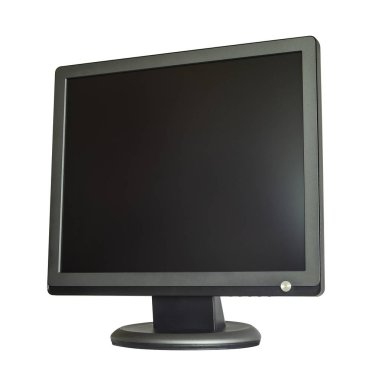 Beyaz arka planda kişisel bilgisayarın kare monitörü