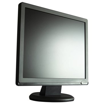 Beyaz arka planda kare ekrana sahip PC monitörü