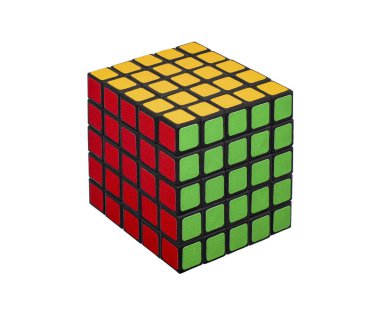 Beyaz arka planda renkli kenarları ile Puzzle küp 