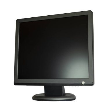 Mavi arka planda kare ekran ile PC monitör