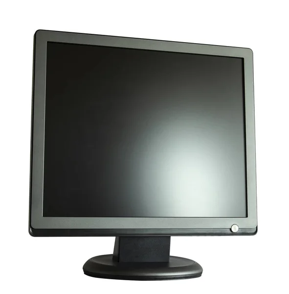 PC-Monitor mit quadratischem Bildschirm auf weißem Hintergrund — Stockfoto