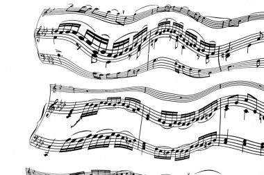 Cheerful notes on musical rulers with violin bass keys flats and clipart