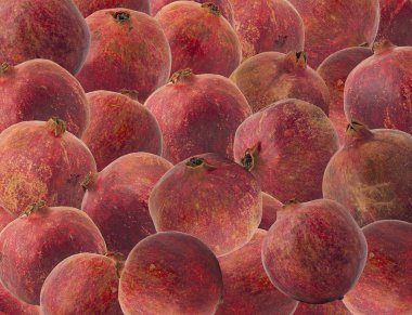 Parlak kırmızı olgun sulu yuvarlak nar f soyut arka plan