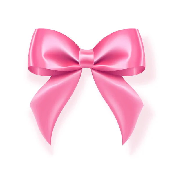 Vector Illustration Decorative Pink Ribbon Bow Realistic Holiday Rope Isolated —  Vetores de Stock