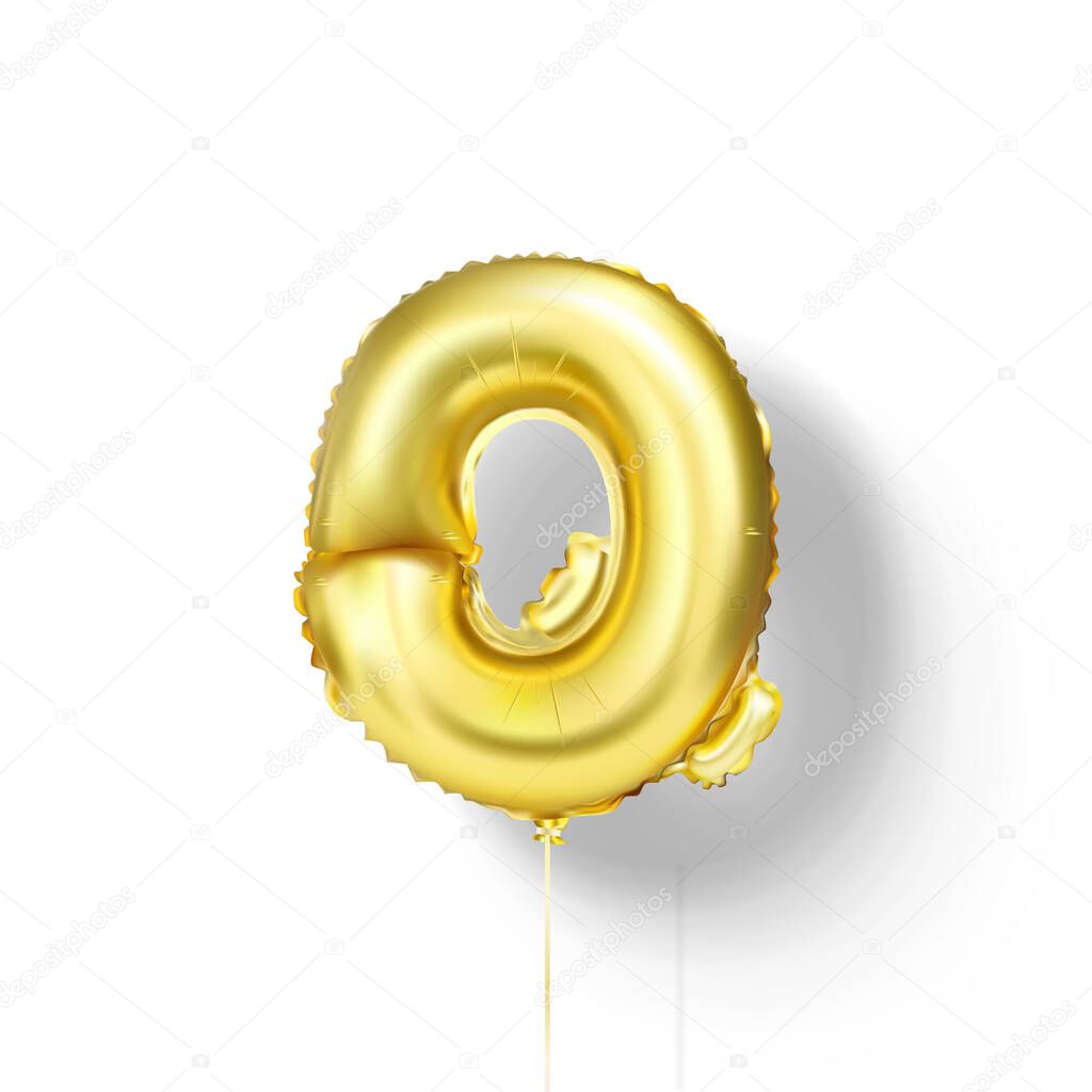 Golden balloons letters from foil. Vector elements