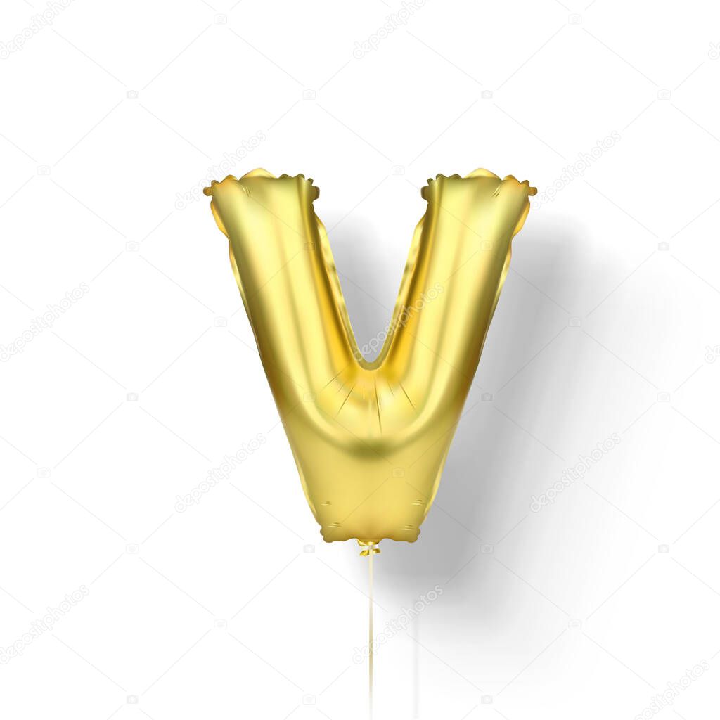 Golden balloons letters from foil. Vector elements