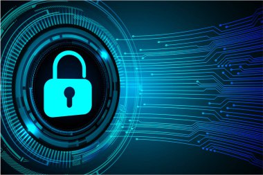 Dolabı olan arka plan vektör illüstrasyonu, dijital güvenlik kavramı