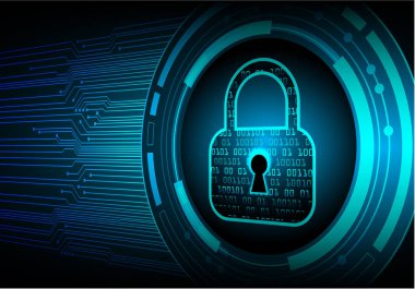 Dolabı olan arka plan vektör illüstrasyonu, dijital güvenlik kavramı