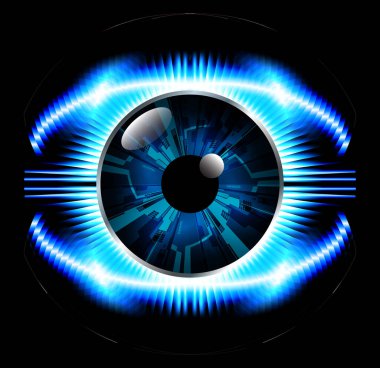 kamera ile arkaplan vektör illüstrasyonu, dijital güvenlik kavramı