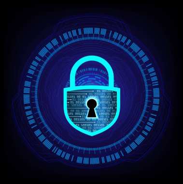 Dolabı olan arka plan vektör illüstrasyonu, dijital güvenlik kavramı