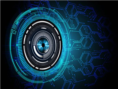 kamera ile arkaplan vektör illüstrasyonu, dijital güvenlik kavramı