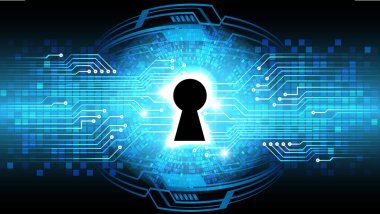 Dolabı olan arka plan vektör illüstrasyonu, dijital güvenlik kavramı