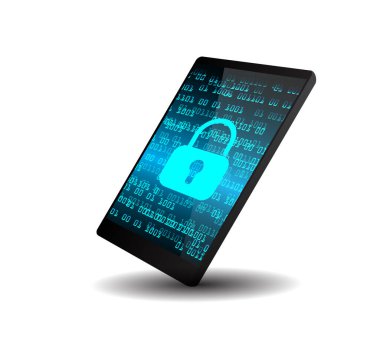 ekranda güvenlik kilidi olan dijital tablet