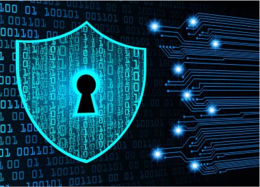 Dolabı olan arka plan vektör illüstrasyonu, dijital güvenlik kavramı