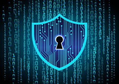 Dolabı olan arka plan vektör illüstrasyonu, dijital güvenlik kavramı