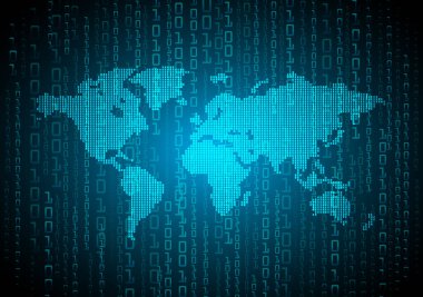 Elektronik koddan yapılmış dünya haritası, dijital duvar kağıdı