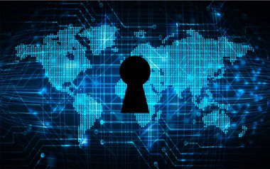 Dolabı olan arka plan vektör illüstrasyonu, dijital güvenlik kavramı