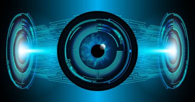 kamera ile arkaplan vektör illüstrasyonu, dijital güvenlik kavramı