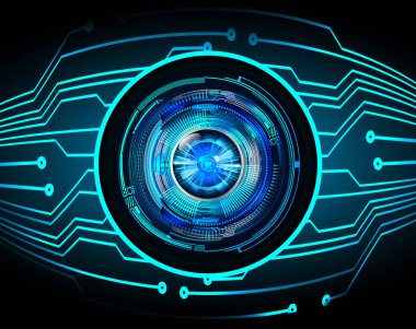 kamera ile arkaplan vektör illüstrasyonu, dijital güvenlik kavramı