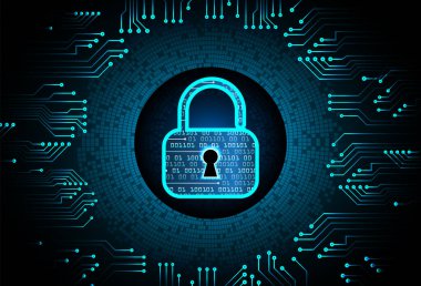 Dolabı olan arka plan vektör illüstrasyonu, dijital güvenlik kavramı