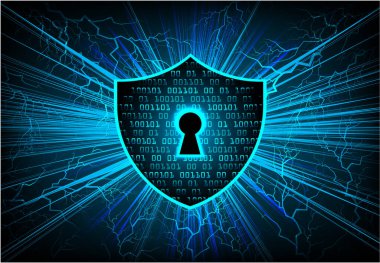 Dolabı olan arka plan vektör illüstrasyonu, dijital güvenlik kavramı