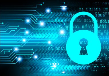 Dolabı olan arka plan vektör illüstrasyonu, dijital güvenlik kavramı