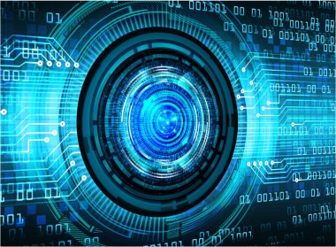 kamera ile arkaplan vektör illüstrasyonu, dijital güvenlik kavramı