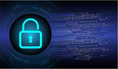 Dolabı olan arka plan vektör illüstrasyonu, dijital güvenlik kavramı