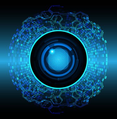 kamera ile arkaplan vektör illüstrasyonu, dijital güvenlik kavramı