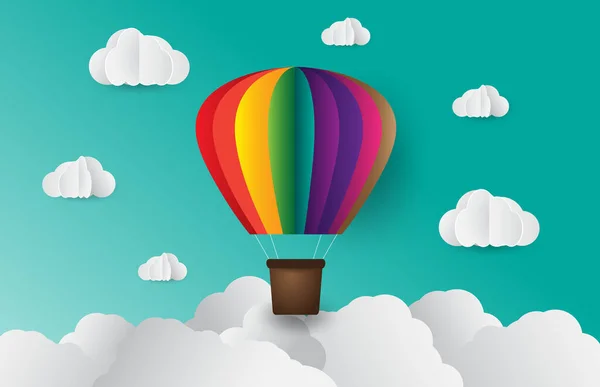 Bunter Luftballon Himmel Mit Wolken — Stockvektor