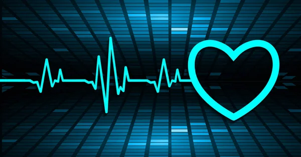 Papel Parede Batimento Cardíaco Arte Vetorial Azul — Vetor de Stock
