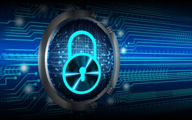 Dolabı olan arka plan vektör illüstrasyonu, dijital güvenlik kavramı