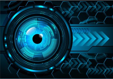 ikili devre kartı gelecek teknolojisi, mavi göz siber güvenlik konsepti