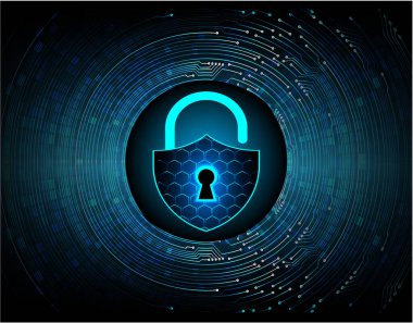 Dolabı olan arka plan vektör illüstrasyonu, dijital güvenlik kavramı