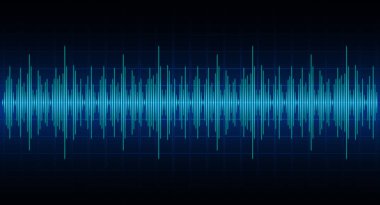 Karanlık arkaplanda titreşen ses dalgalarıyla vektör illüstrasyonu