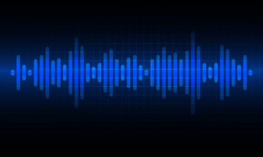 Karanlık arkaplanda titreşen ses dalgalarıyla vektör illüstrasyonu