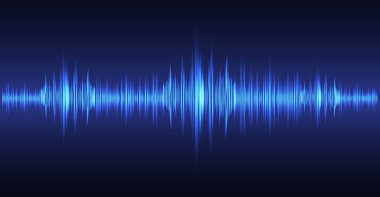 Karanlık arkaplanda titreşen ses dalgalarıyla vektör illüstrasyonu