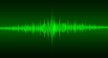 Karanlık arkaplanda titreşen ses dalgalarıyla vektör illüstrasyonu