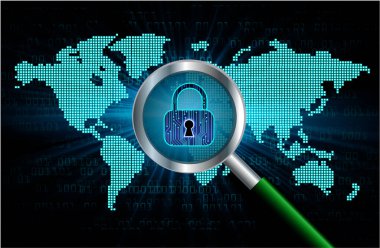 Siber güvenlik kavramı arka plan, dijital soyut vektör çizimi tasarımı