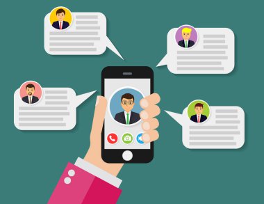 akıllı telefon yeni ileti sohbet uygulama vektörü, cep telefonu