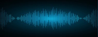 Karanlık arkaplanda titreşen ses dalgalarıyla vektör illüstrasyonu