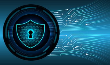 Siber güvenlik kavramı arka plan, dijital soyut vektör çizimi tasarımı