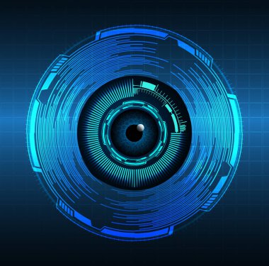 ikili devre kartı gelecek teknolojisi, mavi göz siber güvenlik konsepti