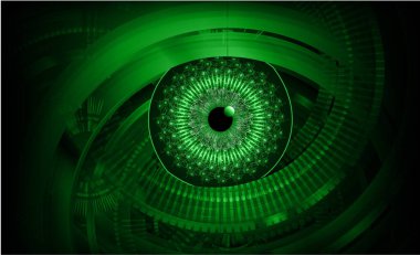 yeşil göz siber devre gelecekteki teknoloji konsepti