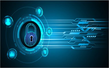 Siber güvenlik kavramı arka plan, dijital soyut vektör çizimi tasarımı