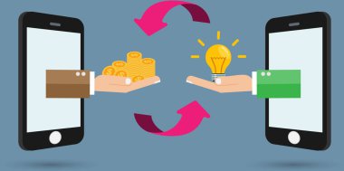 Ampul fikrini paraya, iş fikri konsepti vektör arka planına dönüştür