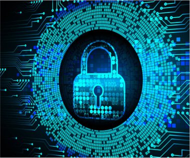 Siber güvenlik kavramı arka plan, dijital soyut vektör çizimi tasarımı