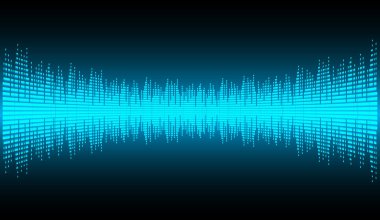 Karanlık arkaplanda titreşen ses dalgalarıyla vektör illüstrasyonu