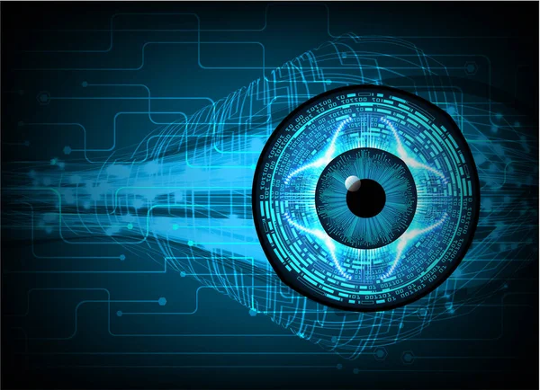 Binary Circuit Board Future Technology Blue Eye Cyber Security Concept — Stock Vector