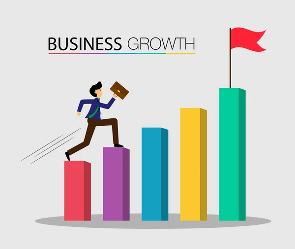 Business Growth Concept Background Growing Graph Vector Illustration — Stock Vector